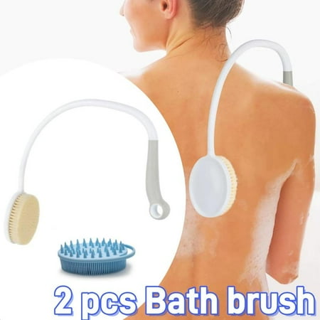 2 Pcs Sets Of Bath Cleaning Tools 27.56-inch Curved Long Handle Back Personal Shower Brush And Body Silicone Brush Suitable For Elderly People With Limited Mobility Postoperative Populations 2 Pcs Sets Of Bath Cleaning Tools 27.56-inch Curved Long Handle Back Personal Shower Brush And Body Silicone Brush Suitable For Elderly People With Limited Mobility Postoperative Populations
