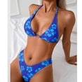 thumbnail image 4 of Women's Bikini Swimsuits, Swimming Suits for Women, Bathing Suit for Women 2 Piece, Women's 2 Piece Swimsuit Floral Halter Triangle Bikini Sets Cheeky High Waisted Bathing Suit, Dark Blue M, 4 of 8