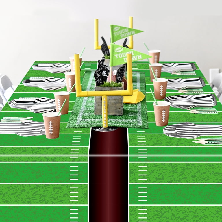 WNINK Football Party Tablecloth – 4 Pack, 54x108 Inch, Disposable Plastic – For Game Day, Birthdays, Tailgates