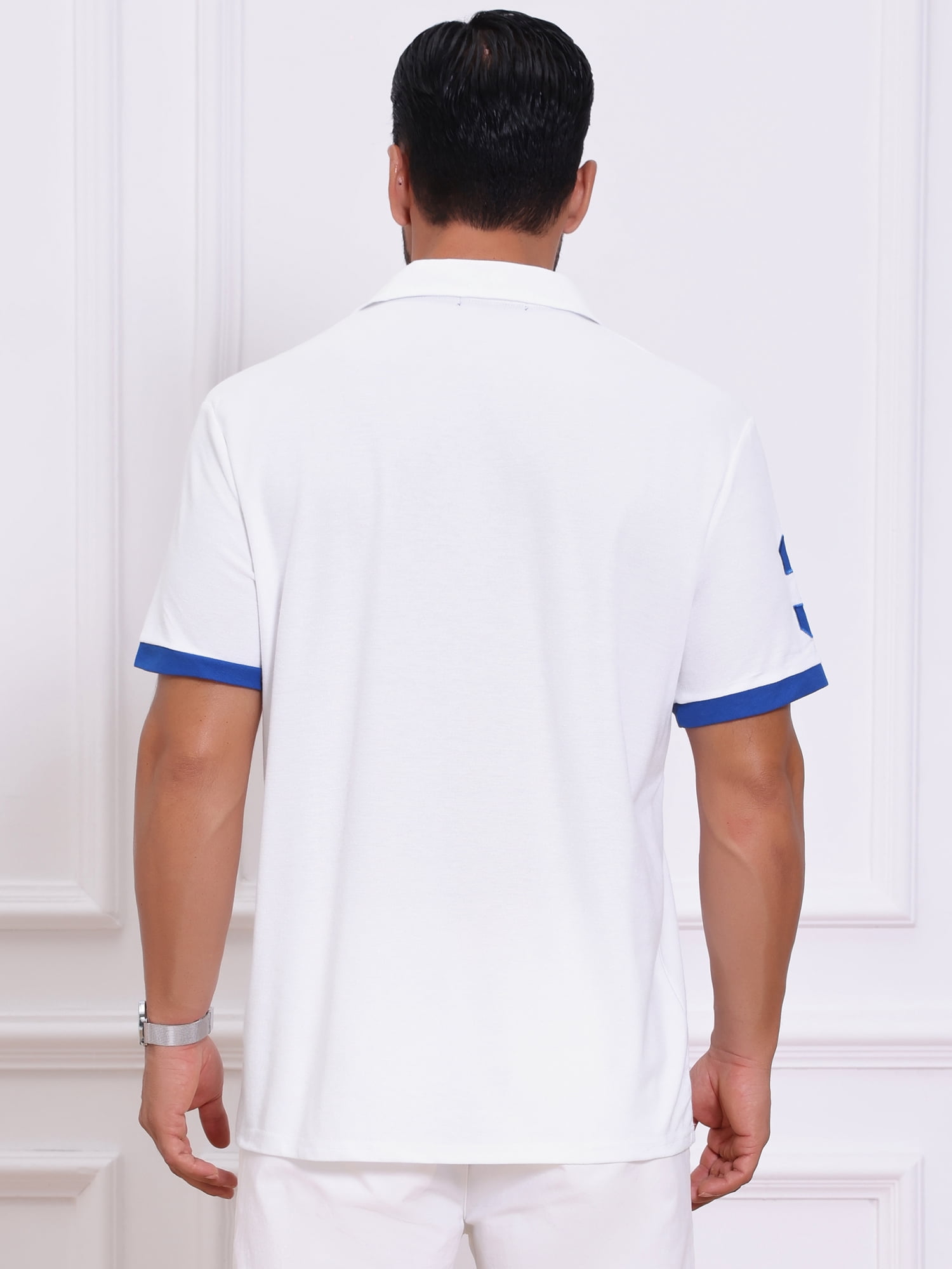 DARING DIVA Men's Pique Contrast Color Short Sleeve Golf Polo Shirts XL White