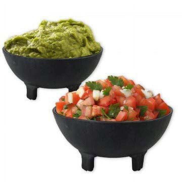 Restaurantware 56 Ounce Salsa Bowls, 10 3-Legged Design Molcajete Bowls - Microwave-Safe, Dishwasher-Safe, Black Plastic Salsa Bowls