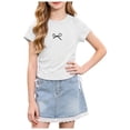 thumbnail image 3 of Gubotare Girl Clothes Girl's Crop Top Graphic Tee Summer Round Neck Short Sleeve Pattern T Shirts (White,5-6 Years), 3 of 8