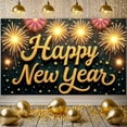 thumbnail image 6 of Golden Theme Happy New Year Banner Firework Design New Year Party Banner Sparkling Star Pattern Holiday Celebration Banner for New Year Party Holiday Celebration Indoor Decoration, 6 of 9