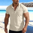 thumbnail image 3 of Rvwovn Men's Slim Fit Henley Shirt - Short Sleeve Muscle Cotton Linen Casual Top with Pocket (S-4XL), 3 of 7