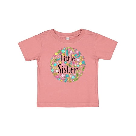 

Inktastic Little Sister with Flower Circle Gift Baby Boy or Baby Girl T-Shirt