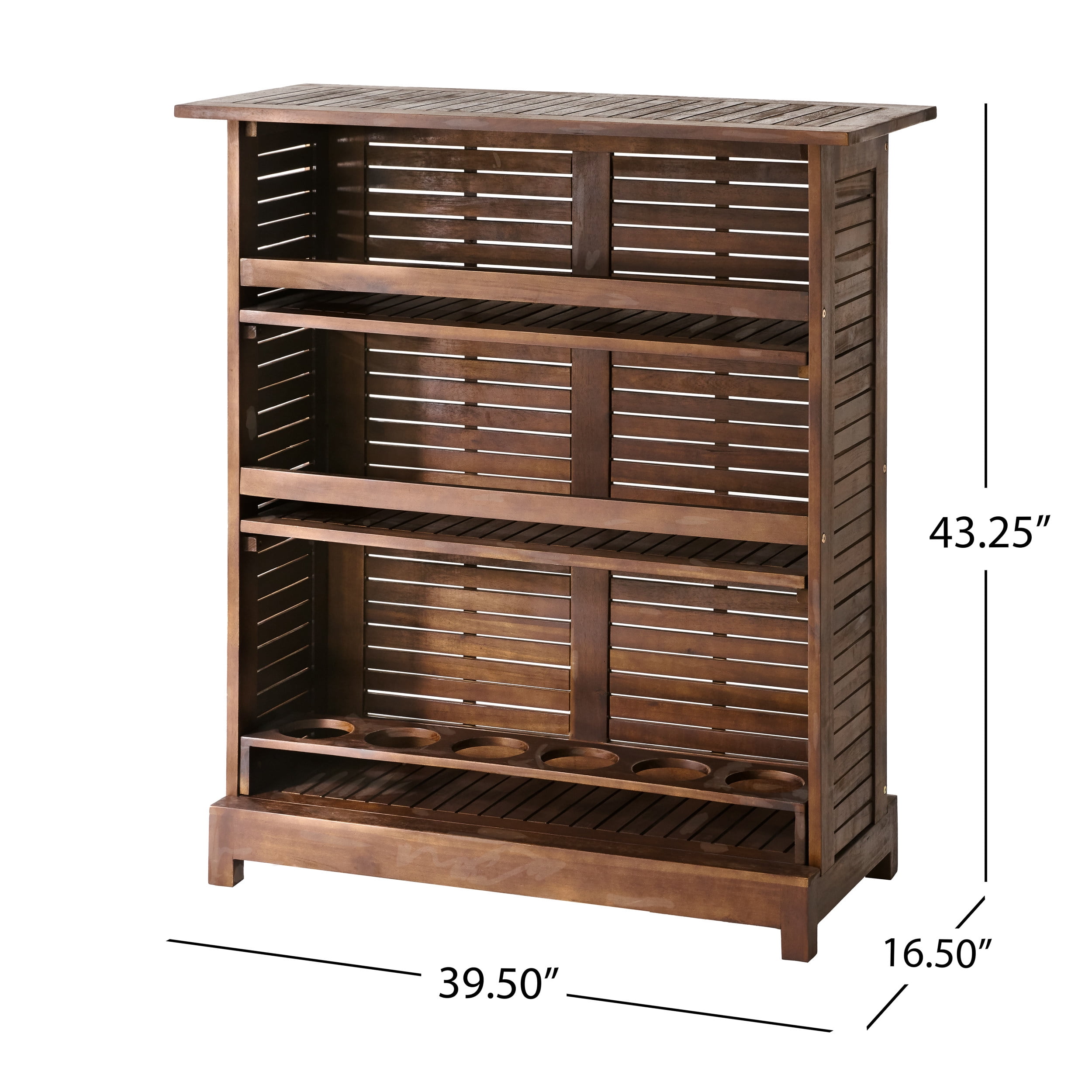 Ashlin Outdoor Acacia Wood Bar, Rich Mahogany