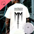 thumbnail image 3 of Verano Marilyn Manson Retro lavado Homme Unisex algodón Tops Primer plano adulto camiseta rana deriva moda desgaste ropa de calle camiseta, 3 of 5