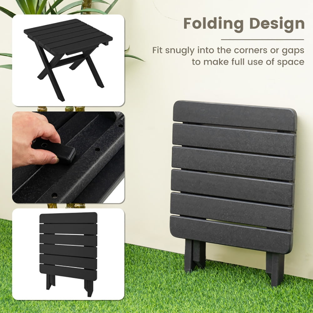 Aimee Lii Outdoor Folding Side Table Foldable Weather-Resistant HDPE Table, Outdoor Patio Furniture, Black Aimee Lii Outdoor Folding Side Table Foldable Weather-Resistant HDPE Table, Outdoor Patio Furniture, Black