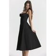 thumbnail image 3 of Eternatastic Women's Corset Dress Sleeveless Split Flowy Midi Dress French Style Spaghetti Strap Beach Vacation Dress S Black, 3 of 6