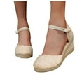 thumbnail image 1 of Women‘s Closed Toe Buckle Ankle Strap Espadrilles Leisure Wedge Sandals, 1 of 7