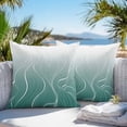 thumbnail image 5 of Ombre Green Stripes Outdoor Pillow Covers Set of 2 Striped Lines Waves Gradient Waterproof Throw Pillow Case Decorative Square Cushion Cover for Patio Couch Garden Balcony, 20"x20", 5 of 9