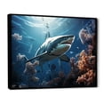 thumbnail image 2 of Designart "Ballet Of Coral And Sharks I" Coastal Coral Under Water Floater Framed Wall Art Living Room, 2 of 5