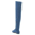 thumbnail image 2 of YDN Women Classic Lace Up Thigh High Chunky Low Heel Dress Flat Long Booties Round Closed Toe Over The Knee Boots Casual Winter Shoes Size 6 Blue, 2 of 3