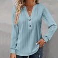 thumbnail image 4 of Fall Shirts for Women 2025 Solid Color Jacquard V-Neck Loose Fit Going Out Tops Blouse Long Sleeve Shirts for Women, 4 of 6