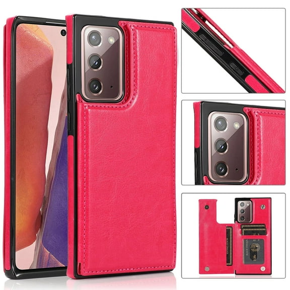 Wallet Case for Samsung Galaxy S20 Plus with Card Holder, Back Folio Flip Premium PU Leather Kickstand Card Slots Case, Double Strong Magnetic Clasp Durable Shockproof Phone Case,Rose