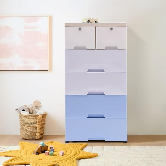 Miumaeov 6 Drawers Storage Cabinet Floor Standing  Plastic Drawer Dresser Closet Organizer Tower