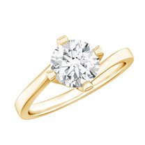 Rosec Jewels Certified Moissanite Solitaire Engagement Ring 1 Carat - Bypass Ring for Women - 7 mm Round Ring - D-VS1 Quality, 18K Yellow Gold, US 3.00