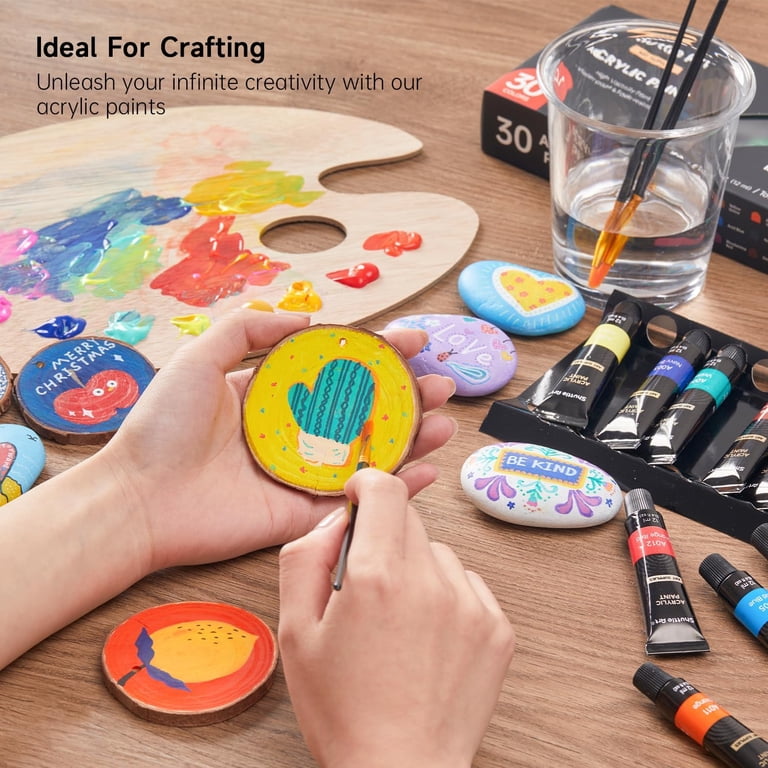 Shuttle Art Acrylic Paint Set, 30 Colors with 3 Free Brushes photo 3
