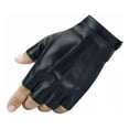 thumbnail image 1 of Guantes De Medio Dedo De Cuero Pu Para Hombre, 1 Par, Negro, 1 of 4