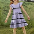 thumbnail image 7 of Nmnitkp Girl Dresses Floral Print Ruffle Sleeve Tiered Loose Fit Pleated Swing Midi Boho Dress Purple,11 Years, 7 of 7