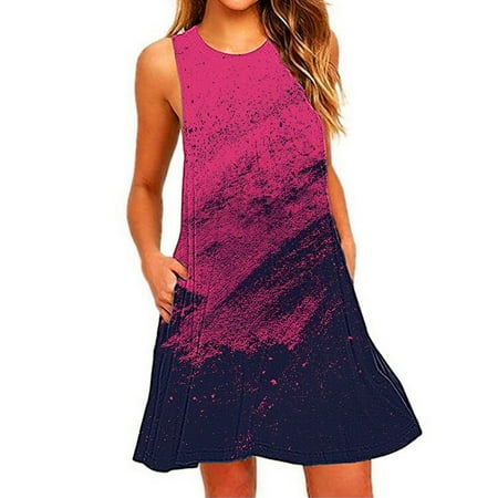 

LBECLEY Womens Dress Juniors Casual Dresses Women Dress Casual Sleeveless Suspender Floral Print Suspender Dress Womens Casual Dress Shoe Dress for Women Hot Pink Xl