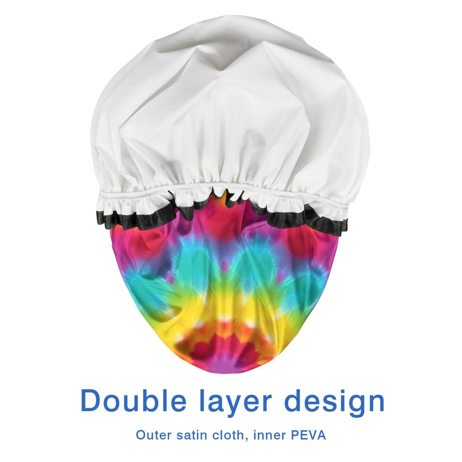 Shower Caps,Colorful Tie Dye Mandala Pattern Waterproof Shower Cap for Women 4 Pieces,Double Reusable Hair Cover for Shower PEVA Elastic Stretch Hem