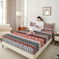thumbnail image 4 of Manfei Abstract Ombre Adult Twin Sheet Sets, Tribal Damask Orange Twin Fitted Sheet, Modern Fashion Style Flat Sheet, Luxury Bedroom Decor, 3pcs, 4 of 7