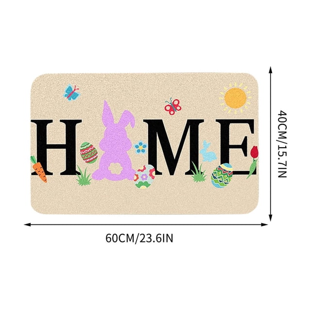 Easter Bunny Egg Decor Rug 100 Percent Polyester Machine Washable Non Slip Backing For Living Room Entryway Playroom