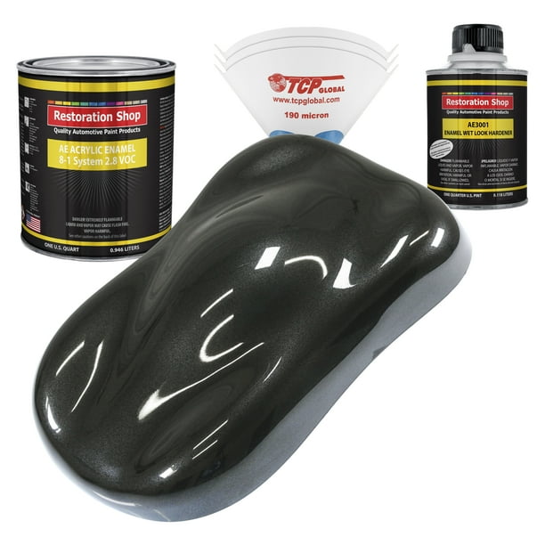 Restoration Shop Black Metallic Acrylic Enamel Auto Paint Complete Quart Paint Kit Single