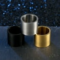 thumbnail image 6 of 19mm Black/Gold/Silver Brushed Band Men's Jewelry Titanium Steel Ring Size 7-14, 6 of 8
