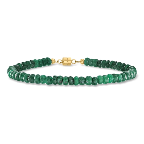 Ross-Simons 20.00 ct. t.w. Emerald Bead Bracelet With 14kt Yellow Gold Magnetic Clasp, Women's, Adult