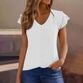 thumbnail image 4 of Vmvidoty V Neck Tops for Women Casual Short Sleeve T Shirts Trendy Hollow Out Summer Blouses White XXL, 4 of 8