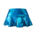 thumbnail image 4 of XIAOCHA Summer Shiny Micro Mini Skirt for Women Solid Leather Ruffle Hem Night Club Skirts, 4 of 4