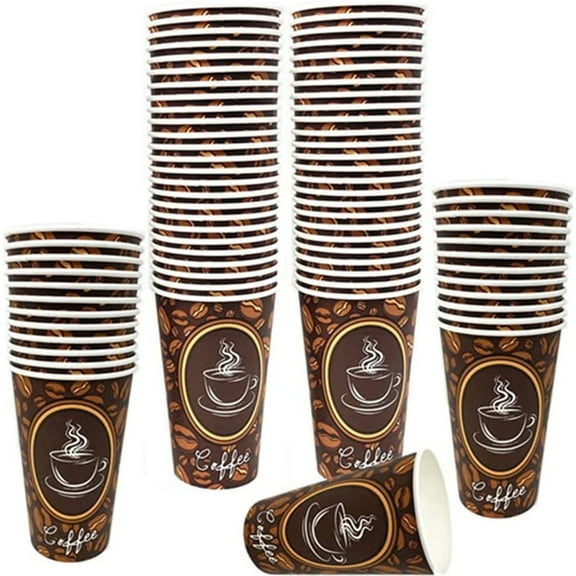 100 Count High Quality Disposable Paper Hot Coffee Cups, Perfect For Hot Drinks Tea & Coffee, Coffee Shops And Bars (16oz)