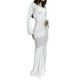 thumbnail image 3 of Maxi Dresses for Women Elegant Classy Fall Long Bell Sleeve Ruched Bodycon Fitted Cocktail Party Slit Dress White S, 3 of 8