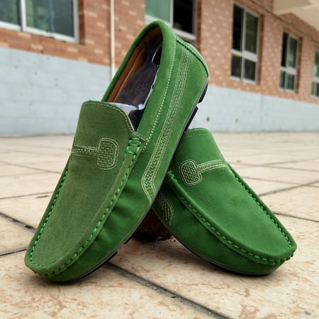 

Men‘s Suede Casual Comfortable Slip On Loafer Shoes Green