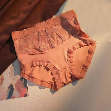 Ynynloco Women s Sexy Underwear Ice Silky High Waisted Lace Panties