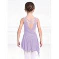 thumbnail image 6 of SiiRoh Girls Lyrical Dance Dress Sleeveless Rhinestones Ballet Leotard Figure Skating Asymmetrical Skirt Lavender 6, 6 of 7