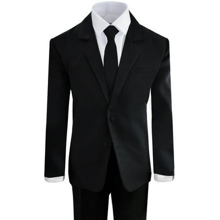 Black n Bianco Boys Black Five Piece Suit with Tie Size (Best Black Tie Suit)