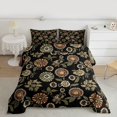 thumbnail image 2 of Manfei Vintage Bohemian Flower Queen Comforter Set, Black Olive Bedding Sets, Hippie Plant Botanical Reversible Bedding Comforter Set, Super Cozy Room Decor, 3pcs, 2 of 8