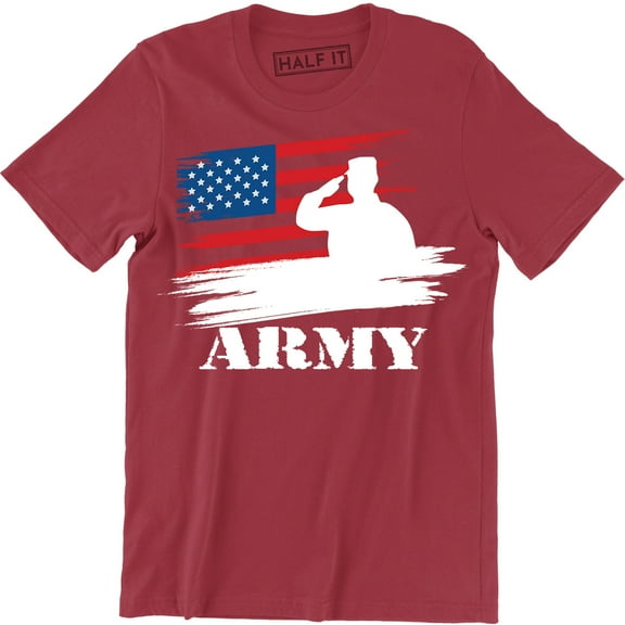 A US Army Officer Saluting Against The American Flag Cool Patriotic Gift Men T-Shirt