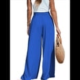 thumbnail image 2 of Pantalones Anchos de para Mujer, de Cintura Alta, para Playa y Descanso. Azul M, 2 of 7