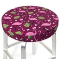 thumbnail image 3 of Fotbe Festive Flamingos Stool Covers Round,Waterproof Round Bar Stool Covers Bar Chair Covers Washable Stool Cushion Slipcover for 12-14 Inch Chair-12 inch, 3 of 7