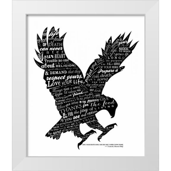 Longfellow Designs 20x23 White Modern Wood Framed Museum Art Print Titled - Eagle Black and White