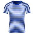 thumbnail image 5 of KKBOTIVE Boys Striped Short Sleeve Tees Casual Crew Neck Cozy T Shirt Breathable Shirts for Kids Fashion Carnival Clothing, Blue Size: 4-5 Years, 5 of 5