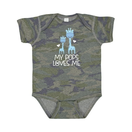 

Inktastic My Pops Loves Me Boys Giraffe Grandson Gift Baby Boy Bodysuit
