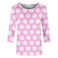 thumbnail image 3 of Qeaghou Womens Tops Dressy Casual 3/4 Sleeve Crewneck Cute Shirts Summer Floral Print Relaxed Fit Tee Loose Soft Blouses Clearance Prime, 3 of 5