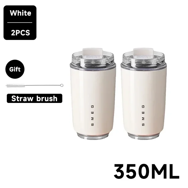 smeg Travel Coffee Mug, 320ml Insulated Beverage Cup With Leakproof Lid, Long La