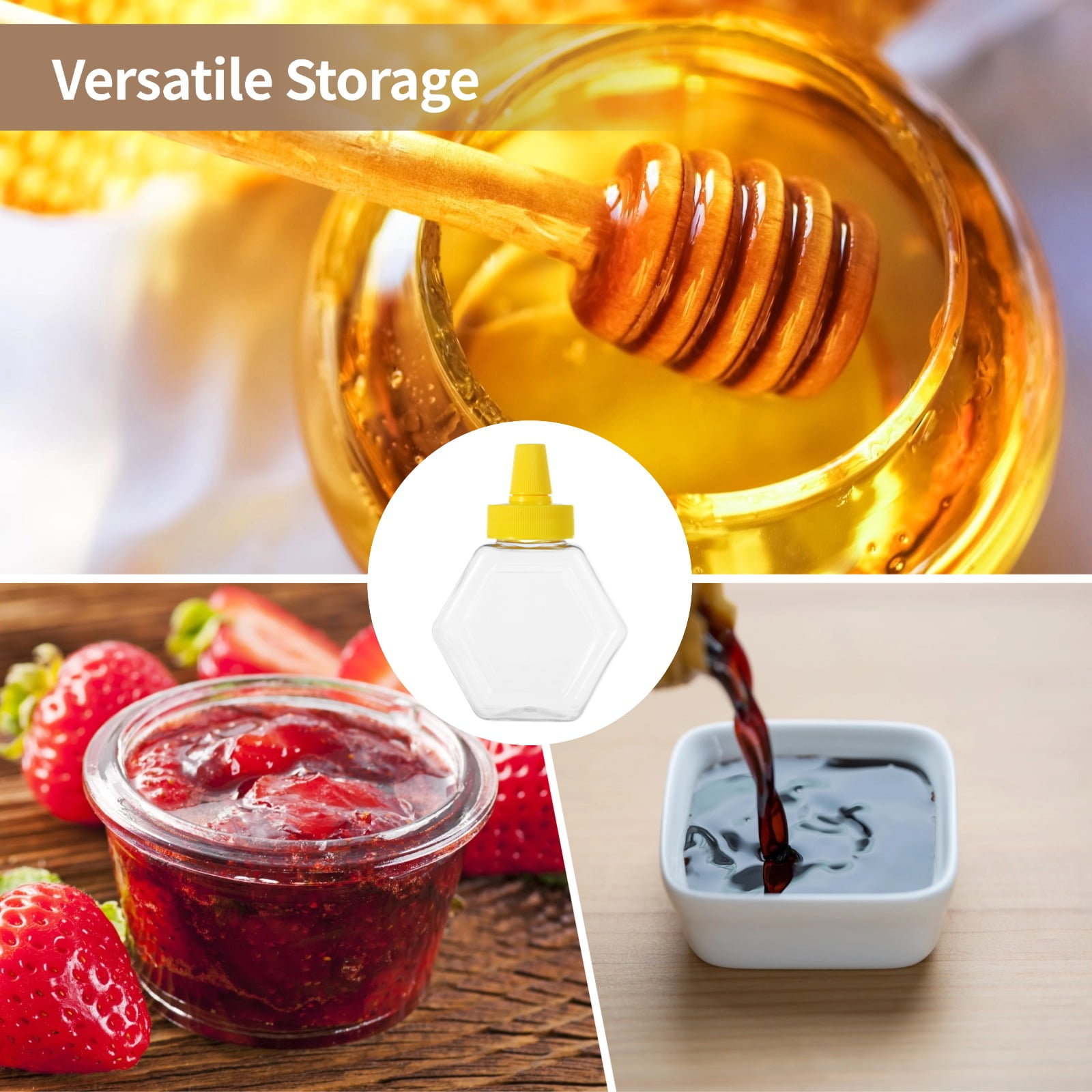 32 Pack 7 oz Honey Squeeze Bottles, Refillable Empty Plastic Bottles with Spout Lids, Condiment Dispensers for Syrup, Sauce, Kitchen & Cafe