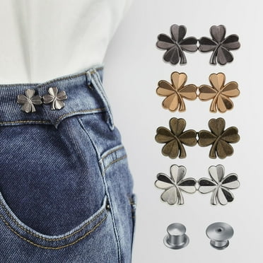 ANTBABA Pant Waist Tightener, Adjustable Jeans Button Pin for Waist Pants Clips to Tighten Waist 4 Sets